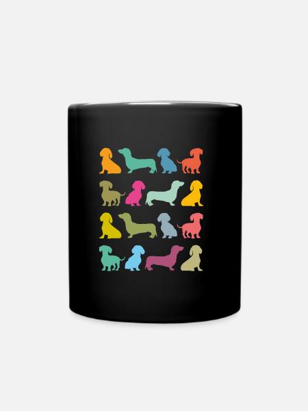 Motifs de nombreux teckels colorés - Mug uni - noir