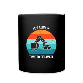Bagger Baggerfahrer Baggerwagen - Tasse einfarbig - Schwarz - Vorne
