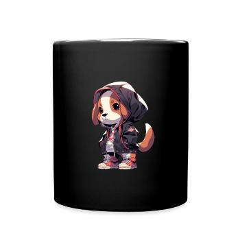 Beagle Hund - Tasse einfarbig - Schwarz - Vorne