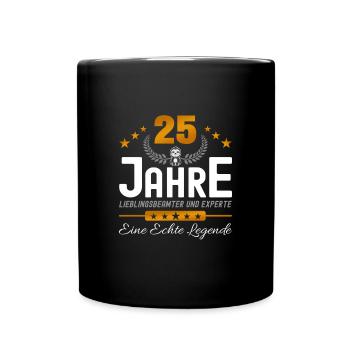 Beamter 25 Jahre Jubiläum - Tasse einfarbig - Schwarz - Vorne