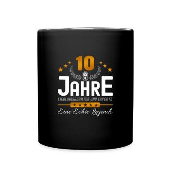 Beamter 10 Jahre Jubiläum - Tasse einfarbig - Schwarz - Vorne