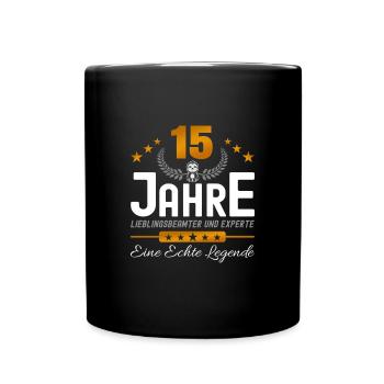 Beamter 15 Jahre Jubiläum - Tasse einfarbig - Schwarz - Vorne