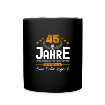 Beamter 45 Jahre Jubiläum - Tasse einfarbig - Schwarz - Vorne