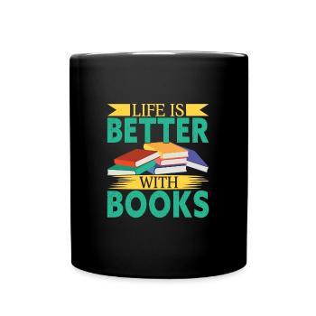 La vie est meilleure avec les livres - Mug uni - noir - Devant