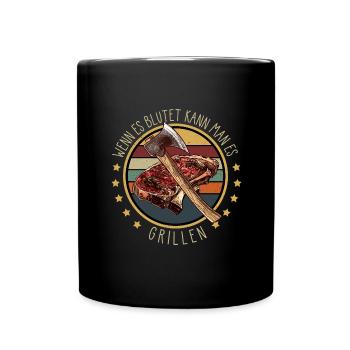Wenn es blutet kann man es grillen BBQ Grillshirt - Tasse einfarbig - Schwarz - Vorne