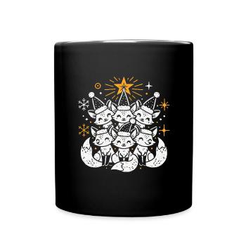 Fuchs Weihnachten Wald - Tasse einfarbig - Schwarz - Vorne