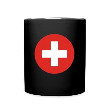 Schweiz Flagge Heimat Urlaub Geschenk - Tasse einfarbig - Schwarz - Vorne