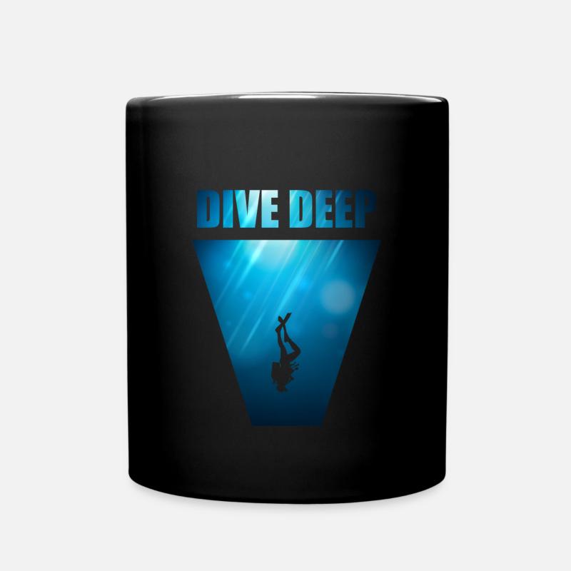 Dive Deep Tauchen T-Shirt & Geschenk - Tasse einfarbig - Schwarz