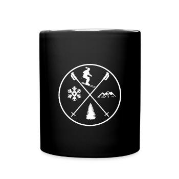 Skiing T-Shirt & Gift Idea Girl And Woman - Full Colour Mug - black - Front
