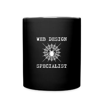 Web Design Specialist & Spiders Gift - Full Colour Mug - black - Front