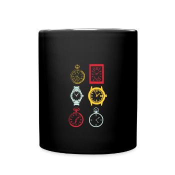 Uhren - Tasse einfarbig - Schwarz - Vorne