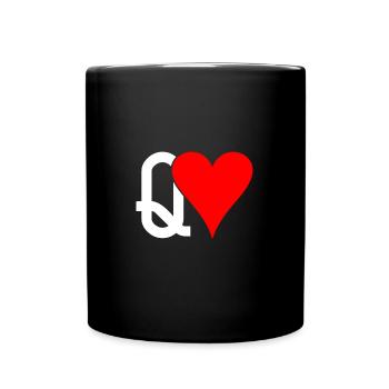 Queen of Hearts Card Game Gift Idea - Full Colour Mug - black - Front