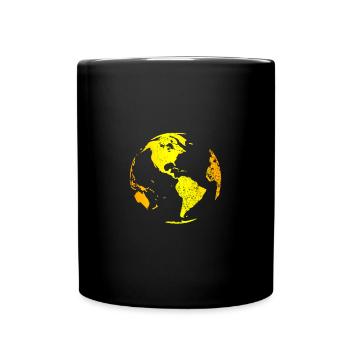 Globus Weltkarte - Tasse einfarbig - Schwarz - Vorne