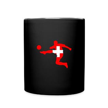 Schweizer Fußball - Tasse einfarbig - Schwarz - Vorne