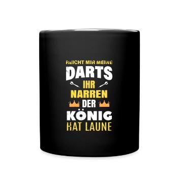 Dart Spruch & Geschenk Dartspieler - Tasse einfarbig - Schwarz - Vorne