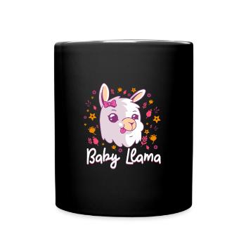 Baby Lama T-Shirt Geschenk Kinder - Tasse einfarbig - Schwarz - Vorne
