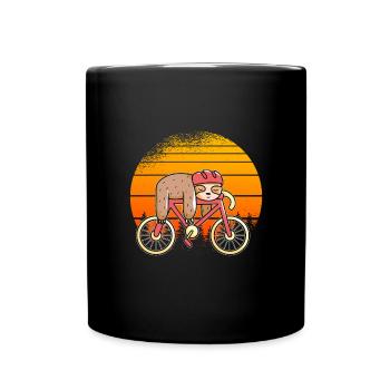 Faultier Fahhrad T-Shirt Geschenk - Tasse einfarbig - Schwarz - Vorne