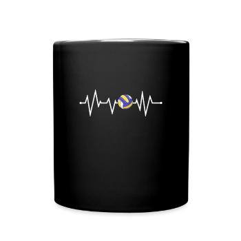 Cadeau de t-shirt de battement de coeur de volleyball - Mug uni - noir - Devant