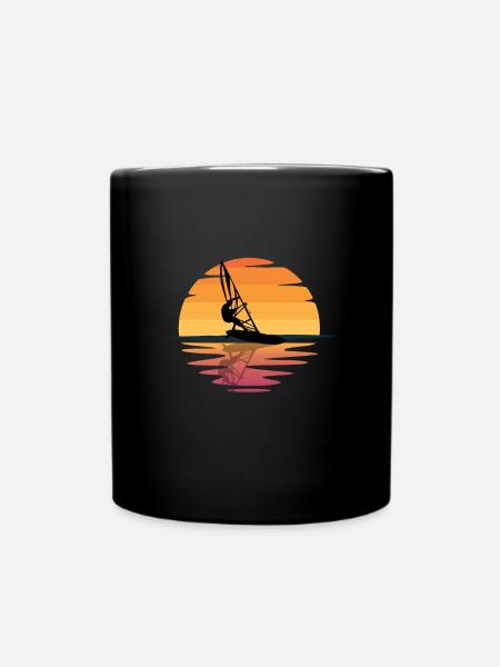 Windsurfen Sonnenuntergang Windsurfer - Tasse einfarbig - Schwarz
