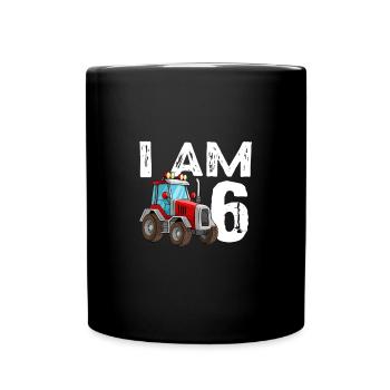 6th birthday children tractor 6 years old - Full Colour Mug - black - Front