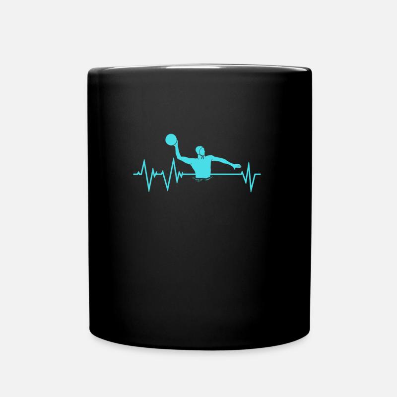 Water polo heartbeat gift - Full Colour Mug - black