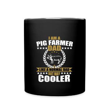 Schwein Bauer Geschenk Papa - Tasse einfarbig - Schwarz - Vorne