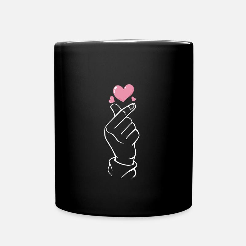 K-Pop Finger Herz - Tasse einfarbig - Schwarz