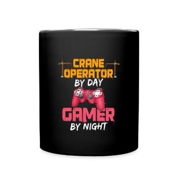 Crane operator and gamer - Full Colour Mug - black - Front