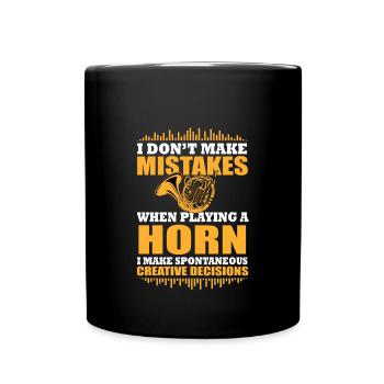 Hornisten SPruch - Tasse einfarbig - Schwarz - Vorne