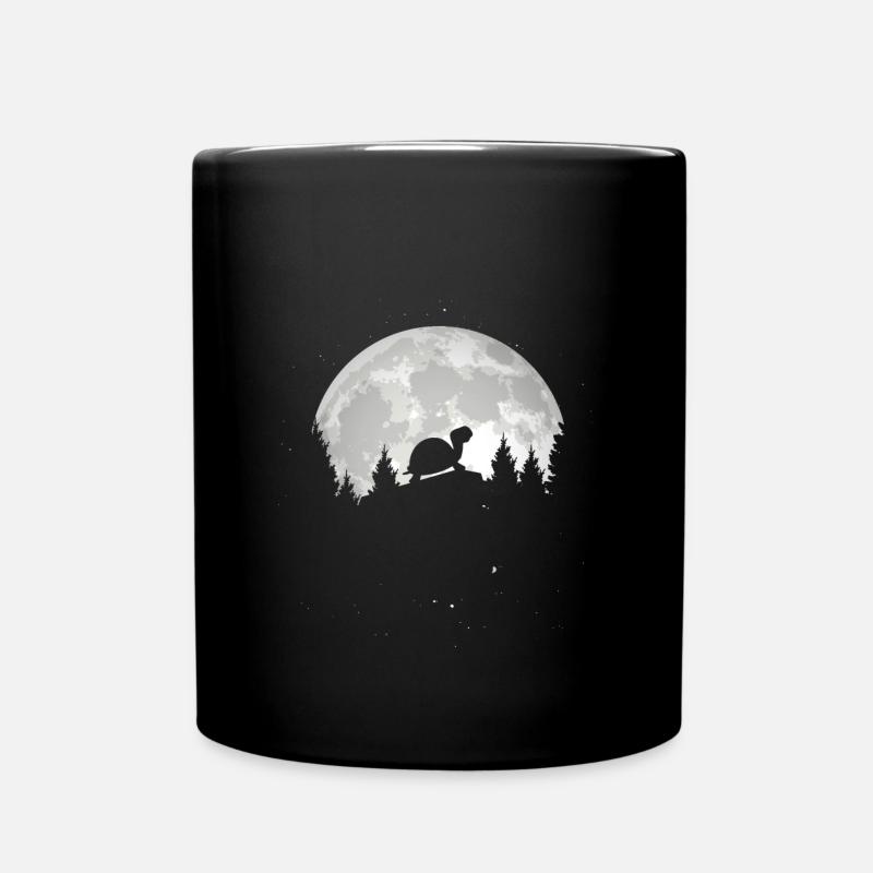 Schildkröte Vor Mond - Tasse einfarbig - Schwarz