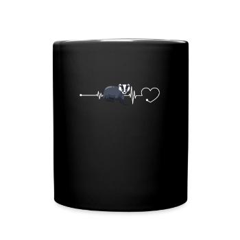 Dachs Herzschlag - Tasse einfarbig - Schwarz - Vorne