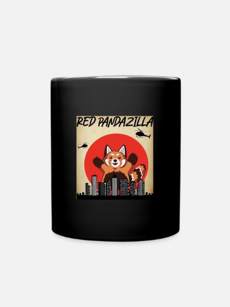 Red Pandazilla Gift Red Panda - Full Colour Mug - black
