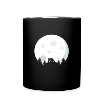 Red Panda In Front of the Moon - Full Colour Mug - black - Front