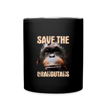 Schützt Die Orang-Utans - Tasse einfarbig - Schwarz - Vorne
