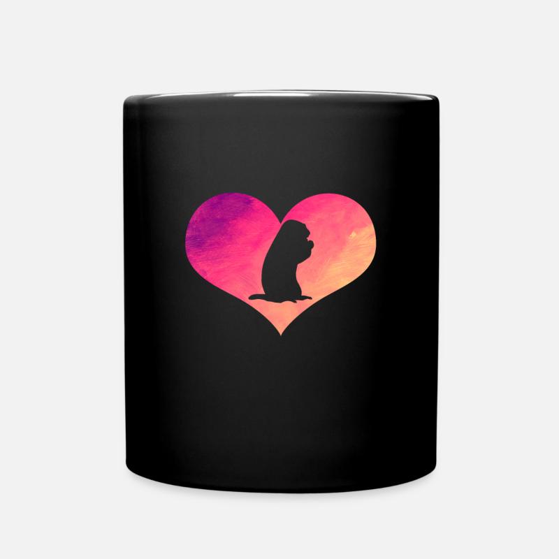 Murmeltier Herz - Tasse einfarbig - Schwarz