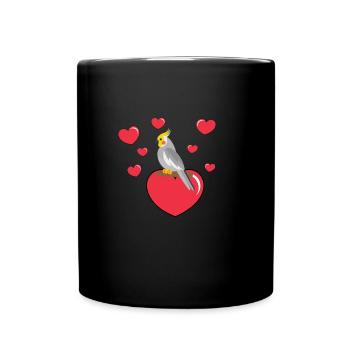 Nymph Parakeet With Heart - Full Colour Mug - black - Front