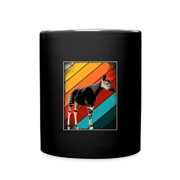 Okapi Retro Geschenk - Tasse einfarbig - Schwarz - Vorne