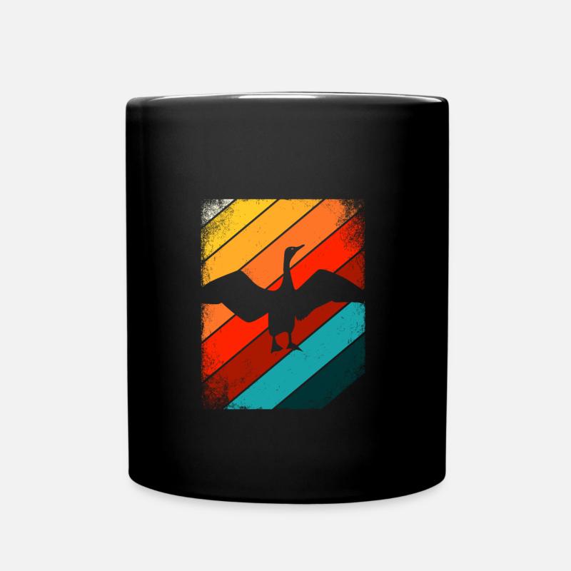 Cormorant Retro Silhouette - Full Colour Mug - black