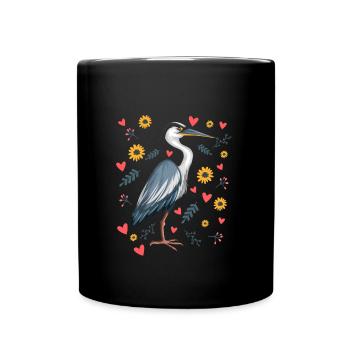 Reiher Herzschlag Vogelliebhaber - Tasse einfarbig - Schwarz - Vorne