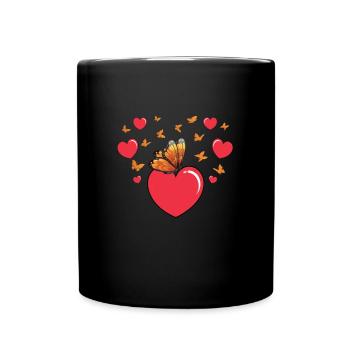 Schmetterling Herz - Tasse einfarbig - Schwarz - Vorne