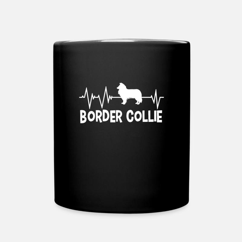 Border Collie Terrier heartbeat - Full Colour Mug - black