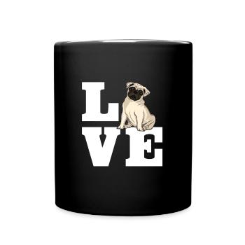 Mops Hund Liebe - Tasse einfarbig - Schwarz - Vorne