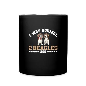 Ich War Normal 2 Beagles Vorher - Tasse einfarbig - Schwarz - Vorne