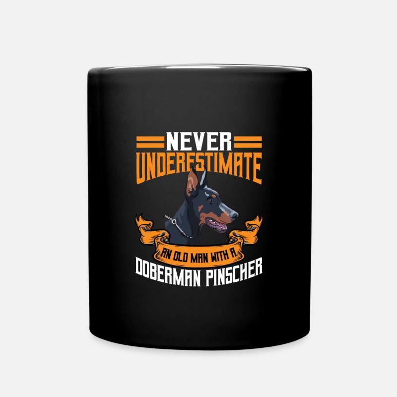Dobermann Pinscher Grandpa & Men - Full Colour Mug - black