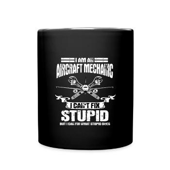 Funny airplane mechanic saying - Full Colour Mug - black - Front