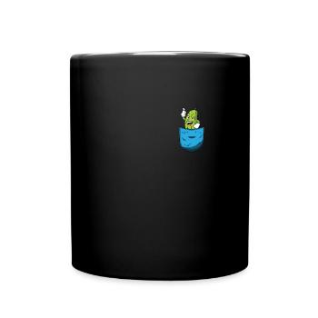 Gurke in Brusttasche Geschenk - Tasse einfarbig - Schwarz - Vorne