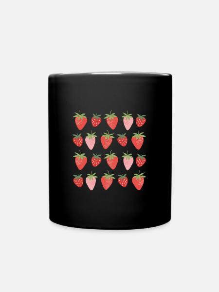 Erdbeeren - Tasse einfarbig - Schwarz