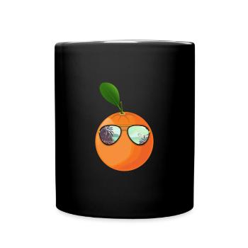 Orange Avec lunettes de soleil Cadeau - Mug uni - noir - Devant