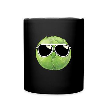 Brussels sprouts with sunglasses - Full Colour Mug - black - Front