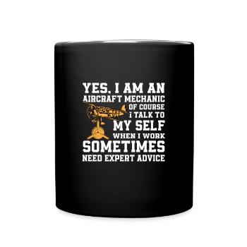 Flugzeugmechaniker Experte Geschenk - Tasse einfarbig - Schwarz - Vorne